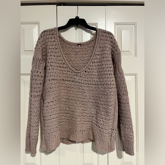 Free People Womens Crashing Waves Slouchy Oversized Wool Knit Pullover Sweater - Picture 6 of 10